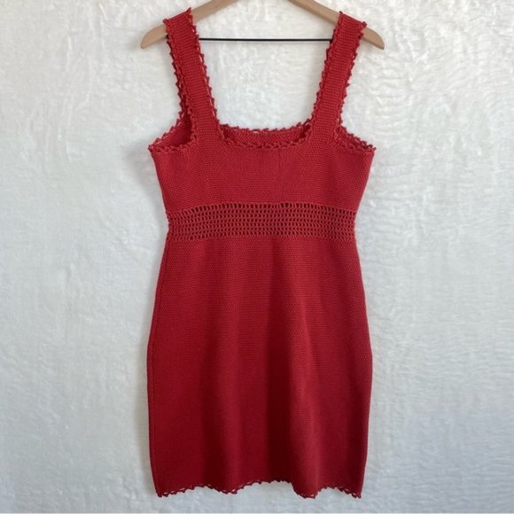 Rebecca Taylor Open Knit Crochet Sheath Dress Pomodoro Red Size M - Picture 4 of 8